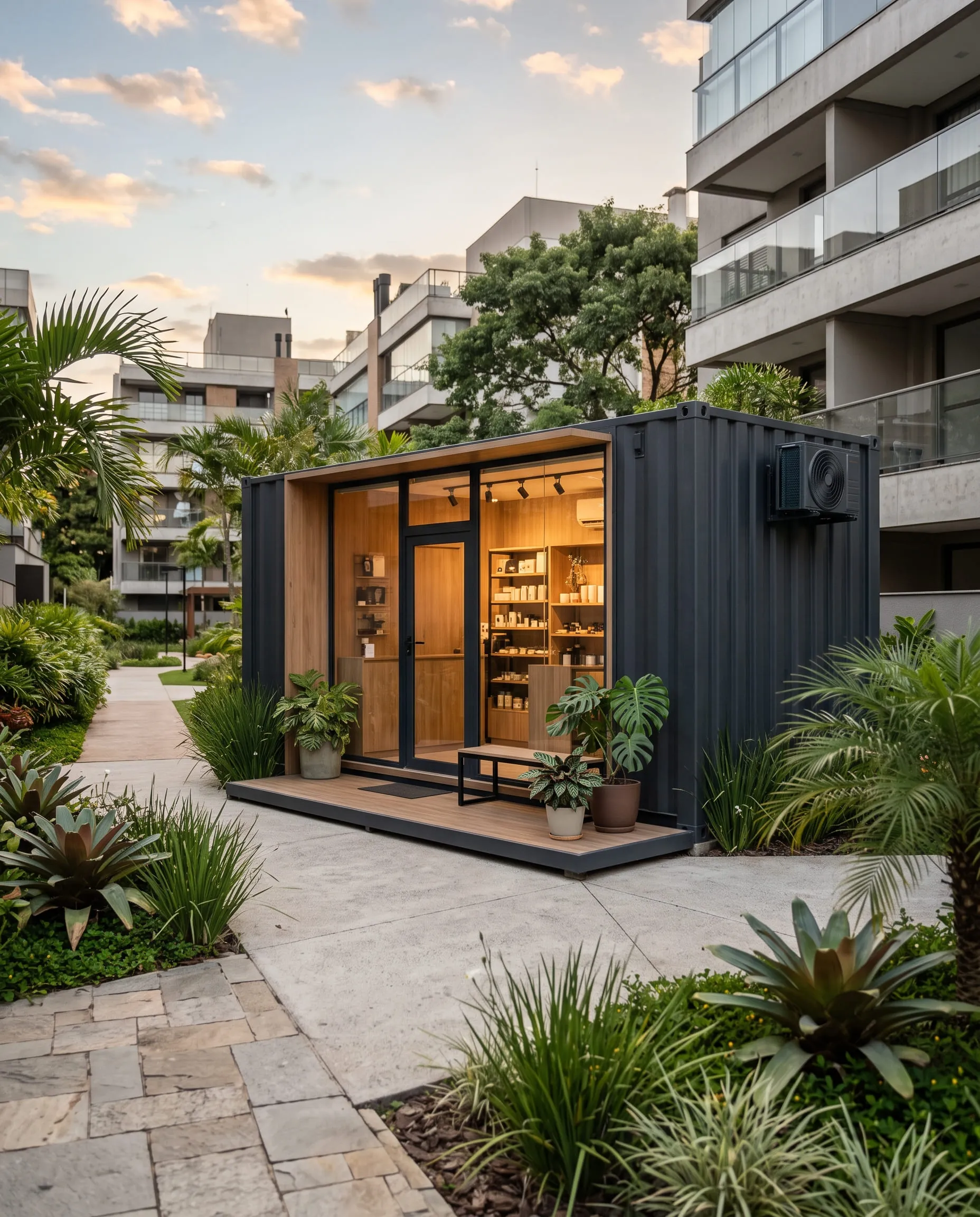 Container FlashBox na área externa do condomínio